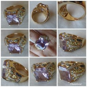14K Yellow Gold Rose Amethyst Sapphire Diamond